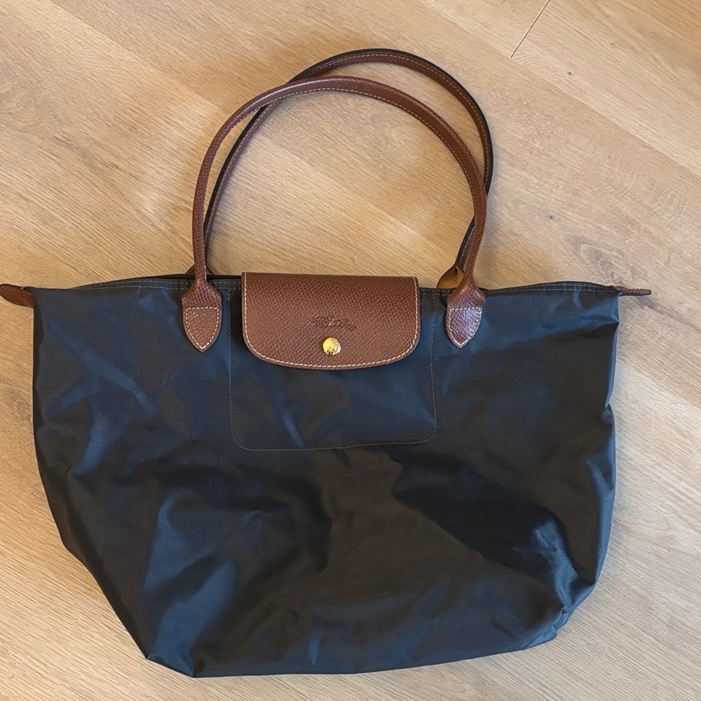 Longchamp Black and Brown Tote Bag